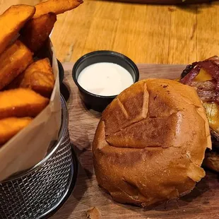 Cowboy and sweet potato fries