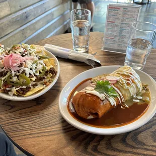 Burrito and nachos