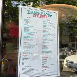 Menu as of May 2023