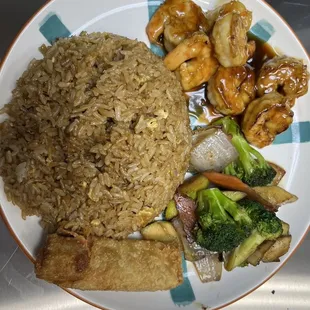 a plate of chinese food