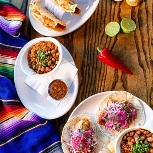 mexican food on a wooden table