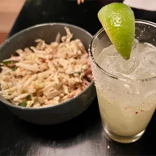 Crunchy Salad and delicious Spicy Pineapple Margarita