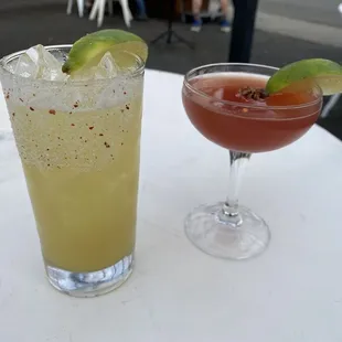 Spicy pineapple margarita and passion fruit daiquiri