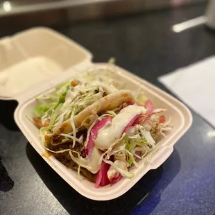 Teriyaki chicken and cumin beef flat bread delish!