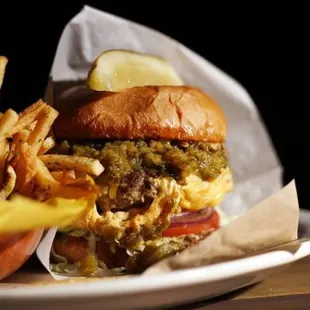 Brisket Sammy with green chile bbq sauce