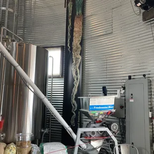 Artwork on the wall of the grain bin building that houses the brewery. Very unique!