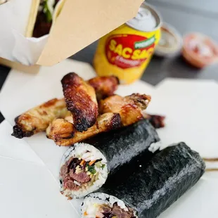 Tacos (Regular) Bulgogi Kimbap Sac Sac Spicy K-BBQ Baked Wings