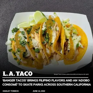 Banger tacos as featured in LA tacos