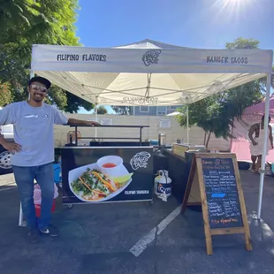 Chef Mike obedoza manning the taco catering cart