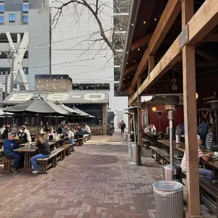 On the right is waiter service, on the left is self service beer garden.
