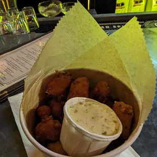 Cheese curds with giardiniera ranch