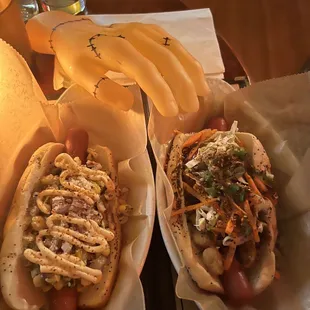 Try the hot dogs here! We got the shrimp one and the elotes one