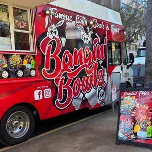 Check out the Bangin Bowls food truck.  Latin American cuisine. Bowls, burritos, fries. South American grilled steak is my fave.