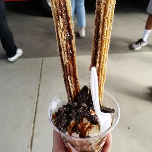 Chocolate lovers churro dessert