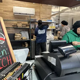 Workers getting orders together