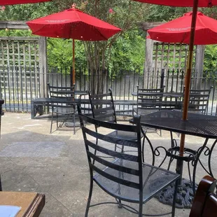 Outside patio area is cute