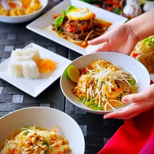 a plate of food being served