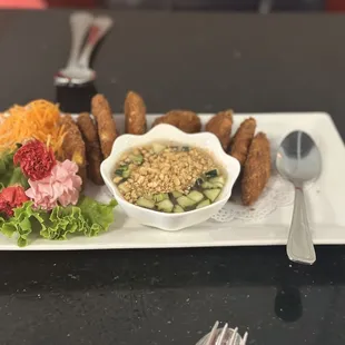 I'd never had corn fritters but they were BOMB. And the plating was so pretty. 10/10 with this sauce!