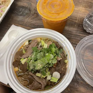 Beef noodle with Thai Ice Tea