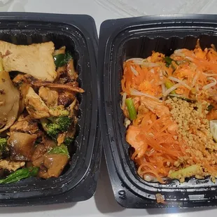 Pad See Eiw with Tofu and Pad Thai with chicken