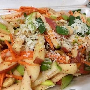 Apple salad with special request...added red pepper flakes and green onions...yum!