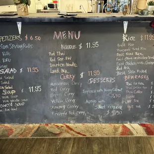 Chalkboard menu