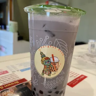 a cup of boba milk tea