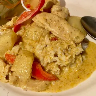 Yellow curry....SO good.    Look at the spices...