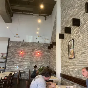 two people eating in a restaurant