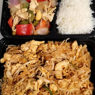 Top: Cashew chicken Bottom: pad thai