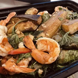 39. Shrimp Eggplant Over Noodles