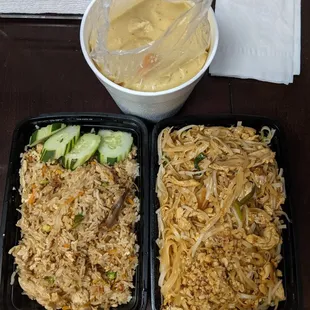 Chicken fried rice. Pad Thai. Yellow curry (entree, no rice).