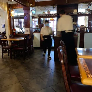 two people in a restaurant