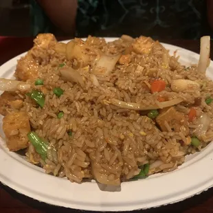 Fried rice 8/31/2021, the plate definitely effected the taste of the food, releasing some chemicals in the food