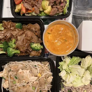 Spicy Beef Salad, Pad See Ew, Red Curry, Chicken Noodle, Larb