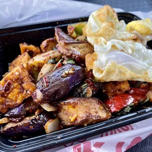 Spicy Tofu Eggplant with fried Eggs