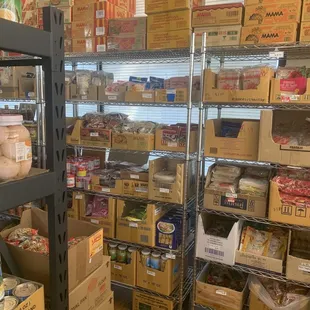 shelves of food