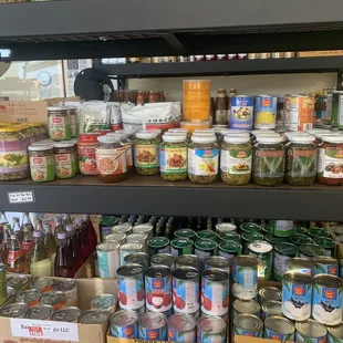 a variety of canned food