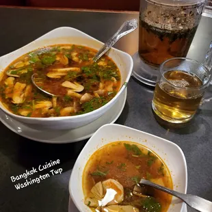 Tom Yum Soup w/shrimp This is the large serving. $8, I think. Enough for 2 meals