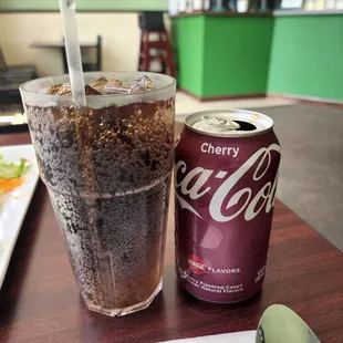Cans of cherry coke
