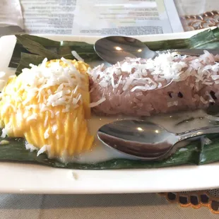 Mango sticky rice was a nice desert. Mango was hard but the sticky rice was yummy; not overwhelmingly sweet but still flavorful.
