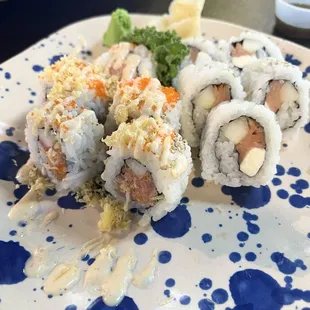 Left, Spicy Tuna Roll; right, smoked tuna roll (my husband said the smoked flavor was AMAZING)