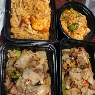 Drunken noodles Pad Thai Squid salad