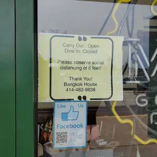 a sign in the window