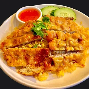Fried Rice with Fried Chicken