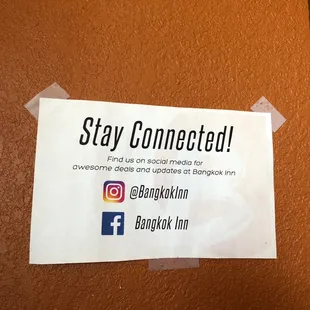 stay connected sign on the door