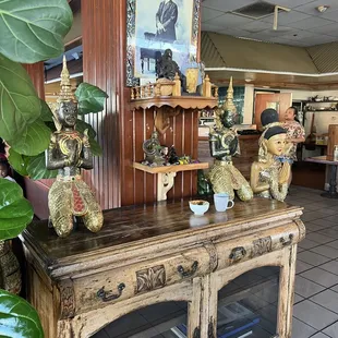 a display of asian artifacts