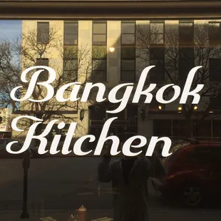 Sign on the window
