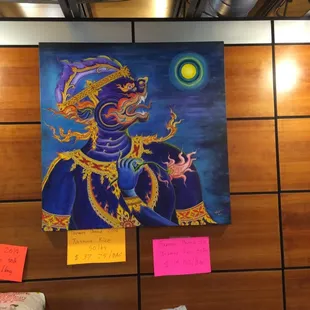 Artwork from the Ramayana. Just a lovely fit out.