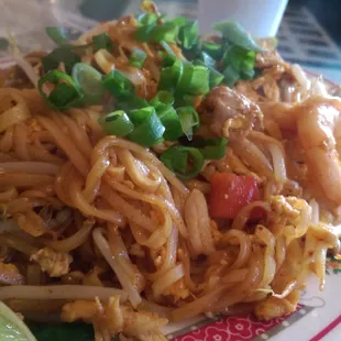 Seafood Pad Thai with medium heat. Delicious!